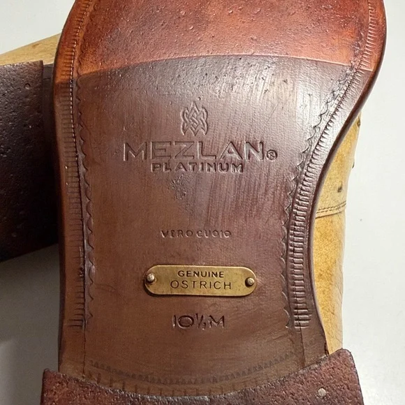 Mezlan Platinum Ostrich Quill Penny Loafers Men’s Size US 10.5 M - Picture 15 of 16